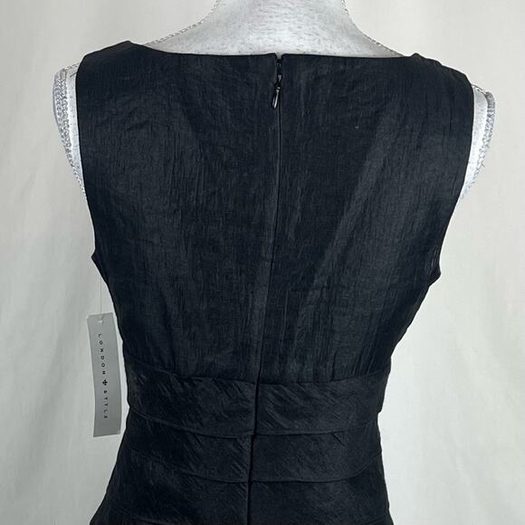 London Style Metallic Black Tulip Fitted Party Event Dress NWT Size 10 - Picture 6 of 14